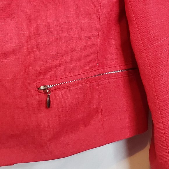 Vintage Short Red Jacket David N Petites Size 8 Silver Zipper Sticks On Bottom 8 - Picture 3 of 8